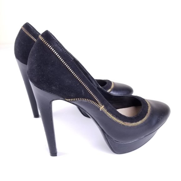 Jessica Simpson Black Pump Heels W/ Zipper Accent - Picture 2 of 6